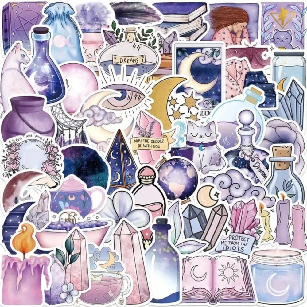 50 Pcs Witchy Stickers - Dreamy Magical Moon Stickers
